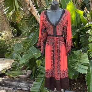 Bohemian beaded  sheer over butterfly kimono sleeve dress